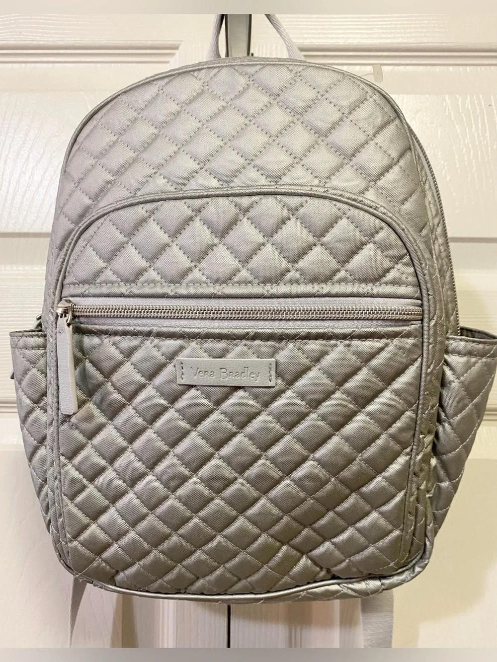 Vera Bradley Women's Signature Cotton Small Backpack Bookbag | Silver Pearl NWOT